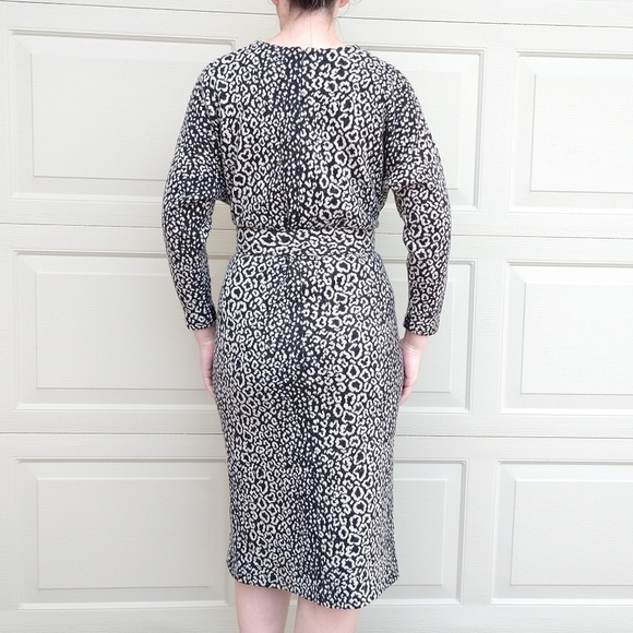 leopard print SWEATER KNIT DRESS vintage M (N6) - Picture 7 of 10